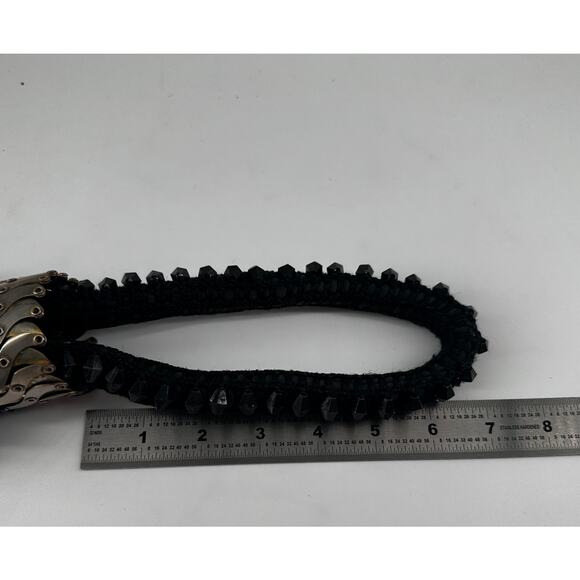 Vintage Black Beaded Evening Purse with Bike Chain Strap Accent Y2K Goth - Picture 9 of 9